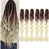 Shangxiu Extension per Treccine Africane Extension Capelli Finti per Treccine Afro 6 Pezzi Ombre Kanekalon Treccia Capelli (Marrone-Beige)