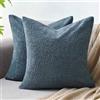Cheekywares Set di 2 Federe per Cuscino Blu 50x50 cm in Pelliccia Sintetica Riccia Moderna Boho Copricuscini Morbida Quadrata Soffice e Lussuosa Federa Decorativa per Divano Soggiorno Letto