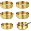 Huiguli 6 Pezzi Posacenere, Posaceneres da Esterno, Portaceneree in Acciaio Inox, Posacener Rotondo da Tavolo, Posacenere Interno con 3 Grooves, Portacenere per Giardino Bar Ristorante Ufficio, Oro