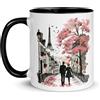 Chatcripant Tazza Parigi Torre Eiffel Francia Souvenir Tazza da viaggio Monumenti Disegno Romanticismo Eleganza Deco Caffè Città Luce Tè Regalo Arte originale Francia Romantica (Romantico)