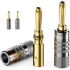 deleyCON 4 Pezzi Connettori a Banana Set - Placcato Oro Avvitabile per Cavo per Altoparlanti Cavo per Altoparlanti 0,75 mm - 4,5 mm & ad es. HiFi Audio Home Theater Ricevitore - Grigio