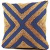 Le Telerie Cuscino Arredo Sfoderabile Blu Quadrato in Juta per Salotto Camera, Cuscino Imbottitura + Fodera con Zip in Vimini Decor per Arredare Boho Chic 45x45 cm