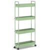 SOLEJAZZ Carrello portaoggetti a 4 ripiani, scorrevole, sottile, con rotelle, organizer per cucina, bagno, lavanderia, camera da letto, spazi stretti, plastica, verde