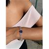 argento 925 Bracciale in Argento 925 con Finitura in Oro Rosa e Cuore di Pietra Blu