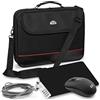 PEDEA borsa per PC portatile Trendline Borsa notebook starter kit fino a 20,1 pollici (51 cm) con mouse wireless, tappetino per il mouse e lucchetto per notebook, nero
