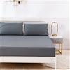 Jemiipee Lenzuola con Angoli in Tinta Unita, Letto Francese 140x200 cm - Lenzuola Sotto con Angoli Transpirante e Lavabile in Microfibra Morbida, Grigio Scuro