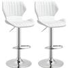 HOMCOM Set 2 Sgabelli da Bar Ergonomici ad Altezza Regolabile con Poggiapiedi, 47x51.5x92-114 cm, Bianco