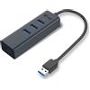 i-tec Metal U3METALG3HUB, USB 3.2 Gen 1 (3.1 Gen 1) Type-A, RJ-45, USB 3.2 Gen 1 (3.1 Gen 1) Type-A, 5000 Mbit/s, Grigio, Metallo, Collegamento U3METALG3HUB