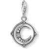 Thomas Sabo Ciondolo in Argento Sterling Annerito con Zirconi e Luna, Ciondolo a forma di luna color argento, nero