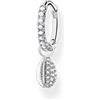 Thomas Sabo Orecchini singoli da donna con pietre bianche e conchiglia argento Sterling 925 CR697-051-14, misura unica, Argento sterling, Zirconia cubica