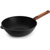 Woll Eco Logic QXR Wok - Wok induttivo, diametro 30 cm, altezza 10 cm, con manico in legno sostenibile rimovibile, adatto per tutti i piani cottura, senza PFAS, rivestimento antiaderente, in alluminio