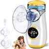BIAOQINBO Aerosol Portatile Silenzioso con Digitaler Anzeige, Macchina Aerosol per Adulti Bambini con Boccaglio e Maschera, per Malattie delle Vie Respiratorie Superiori e Inferiori (Giallo)