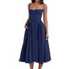 GRFFZX Abito Longuette a Corsetto Senza Maniche, con Spalle Scoperte, Aderente, Fluido, Taglio Basso, Abito a Canotta. Abito Longuette a Linea con Tasche (Blue,XL)