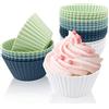 Fousenuk Set di 24 Stampi in Silicone per Dolci, Antiaderenti Stampo Muffin, Riutilizzabili Mini Pirottini Muffin, Teglia Cupcake, Stampini Silicone per Ciambelle, Pastichieria, Budini (4 Colori)