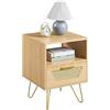 Yaheetech Comodino da Letto con Cassetto e Scomparto Comodino Moderno Mobiletto da Camera da Letto Porta Lampade Colore Legno Quercia Chiaro 40 x 40 x 55 cm