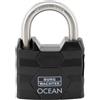 BURG-WÄCHTER Ocean 490 Ni 60 SB - Lucchetto con 2 chiavi, spessore 9,5 mm, resistente all'acqua di mare, corpo in ottone massiccio, doppio blocco, colore: Nero