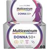 Multicentrum Donna 50+ Integratore Multivitaminico completo, con Magnesio, Vitamina A, D, B12, Calcio, per combattere stanchezza e affaticamento per Donne oltre 50 anni, 60 Compresse