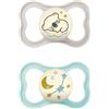 MAM Air Night Ciuccio Luminoso in Set da 2, in Silicone con Custodia Porta Succhietto, 6-16 Mesi, Neutro