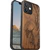 Carveit Custodia in Legno per iPhone 12 mini Cover magnetico [Noce Legno] Ricarica Compatibile con 12 mini MagSafe Custodia Paraurti Robusto TPU (La grande onda al largo di Kanagawa)