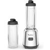 Moulinex Mix&Move Mini Frullatore Portatile, 2 bottiglie 600 ml, 300 W, Design Compatto, Lame Rimovibili, Frullatore Smoothie con Controllo Semplice, Argento, LM15FD