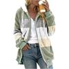 Generic Giacca in pile da donna invernale con tasche, con cappuccio, calda, casual, con chiusura a strappo, taglie forti, in pile, con cappuccio, verde, XXL