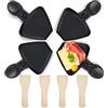 HengBO padelle per raclette, Mini Piatti Piastra da Raclette con rivestimento antiaderente e manico isolato e 4 Pala di Legno Per Formaggio Fuso Uovo Fritto（raclette 8 Persone）