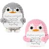 lasuroa 2pz Divertente Pinguino Positivo, 6,5cm Giocattolo Pinguino Lavorato a Maglia con Carta Positiva Patate dalla Vita Positiva per la Famiglia Gli Amici Decorazioni per la Casa (Grigio, Rosa)
