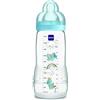 MAM Biberon Easy Active Baby Bottle 330 ml, Biberon MAM per bambini attivi ergonomico e pratico, Accessori neonato 4+ mesi per l'allattamento con tettarella misura 3 piatta e simmetrica, Azzurro