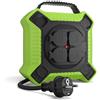 MutecPower Prolunga elettrica 10 metri IP44 Avvolgicavo elettrico SCHUKO con 4 prese di corrente protette per uso esterno, Prolunga avvolgibile 10 metri da esterno H05RR-F 3G1,5 Nero/Verde