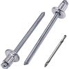 SKIR'CO (100 pezzi) Rivetti ciechi in alluminio, 4,0 x 5 mm, mandrino in acciaio, rivetti pop, testa a cupola, punta da trapano inclusa