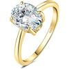 JewelryPalace 2ct Classico Anello Solitario Donna Argento con Creato Moissanite, Anelli Dorati Donna 925 con Pietra a Taglio Ovale, Fede Nuziale in Oro Anello Fidanzamento Set Gioielli Donna 9.5