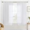 MIULEE Tende per Interni Trasparente Tenda Voile con Passanti， Anelli Soggiorno Moderne Eleganti 2 Pezzi Bianco 140 x 145 CM