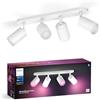 Philips Hue White & Color Ambiance Fugato Spot 4 flg. bianco 4x350lm, dimmerabile, 16 milioni di colori, controllabile tramite app, compatibile con Amazon Alexa (Echo, Echo Dot)