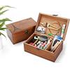 MKNZOME Scatola da Cucito in Legno - Premium Cestino da Cucito Vintage con Accessori da Cucito Completi, Portatile Valigetta Sarta per Principianti, Casa e Emergenza Uso#3