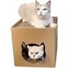 Vbnuyhim Casetta per gatti in cartone, Letto pieghevole per gatti e gatti in cartone, Casa di cartone per gatti con cuscinetti antigraffio per gatti e cani di piccola taglia carta ondulata