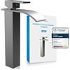Bächlein Rubinetto da bagno Tamina alto, design a cascata, miscelatore monocomando extra alto, con set di montaggio per lavabo, rubinetto da bagno, in acciaio inox spazzolato