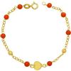 Brosway Bracciale Neonato Corallo Rosso Cuore Oro Giallo 18KT Regalo Nascita Fantasia Monile 68IXYFM