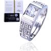 HALUKAKAH Anello in Argento Sterling per Uomo con Pietra di Moissanite da 1 Carato e Certificato,Gioiello di Lusso da 2,0ct,Regolabile,Regalo Senza Tempo per Compleanno,Anniversario - Sinfonia Reale