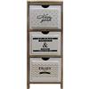 Rebecca Mobili Comodino Stretto, Cassettiera 3 Cassetti, Stile Scandinavo, Legno, Marrone Chiaro Bianco, per Arredo Camera Salotto - Misure: 79 x 30 x 24 cm (HxLxP) - Art. RE6502