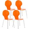 CLP Set 4 Sedie Impilabili Diego in Legno Robusto I Sedia Attesa Telaio in Metallo I Sedia Ergonomica Conferenza Design, Colore:Arancione