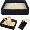LNGJIN Lettiera Pieghevole per Gatti Portatile, Impermeabile, Facile da Pulire, Toilette per Interni ed Esterni, 45 * 35 * 12.5cm (Nero)