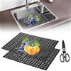 HENGBIRD Set da 2 Tappetino Lavello Cucina, di Tappetini Tppetino Silicone Cucina con Forbici Tappetini Cucina per Lavelli in Ceramica/Acciaio Inossidabile nero 30 x 40cm