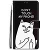 Nodigo-EU per Motorola Moto G54 5G Cover a Libro Book Pelle PU Portafoglio Magnetica Custodia con Disegni Animale Motivo Antiurto Flip Protettiva Silicone Bumper Kawaii Case - Don't Touch My Phone