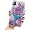 EuoDuo Glitter Liquido Cover Compatibile con Xiaomi 11 Lite 5G NE Custodia Paillettes Viola Sirena Ragazze Donne TPU Morbido Protettivo Brillantini Muovono Case per Xiaomi 11 Lite 5G NE