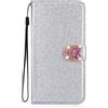 BLOTECH Brillantini Custodia for Huawei P Smart 2019 Cover Bling Glitter Brillantini Brillante Argenteo Shiny Leather Case Shell Wallet Premium PU e Glitter Brillanti 3D Amorevole Strass Cover
