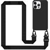 Tawarror Cover per iPhone 16 Pro Max con Cordino, Custodia Silicone Morbida Sottile con Regolabile Tracolla con Laccio Collana Practical Stylish Flessibile Antiurto per iPhone 16 Pro Max Case，Nero