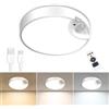 Caldarax Lampada LED da Interno Soffitto con Sensore di Movimento, Ø19cm Ricaricabile Plafoniera a Batteria con Telecomando, 260LM Dimmerabile Plafoniera LED Soffitto per Corridoio, Bagno, Scale, Balcone