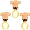 TOKIUS Lampadario a sospensione vintage industriale lampadario in metallo e legno Ø160 mm plafoniera E27 con legno retrò per soggiorno cucina camera da letto (senza gabbie 3 pezzi)
