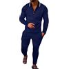 pvucpot Tuta Uomo Estate Magliette Manica Lunga + Pantaloni Lunghi Casual Pigiama 2 Pezzi Tute di Lino Sportive Ginnastica Spiaggia Set Tinta Unita
