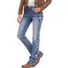 Rifuli Jeans da donna con ricamo floreale, a vita alta, bootcut, jeans svasati, Blu, S